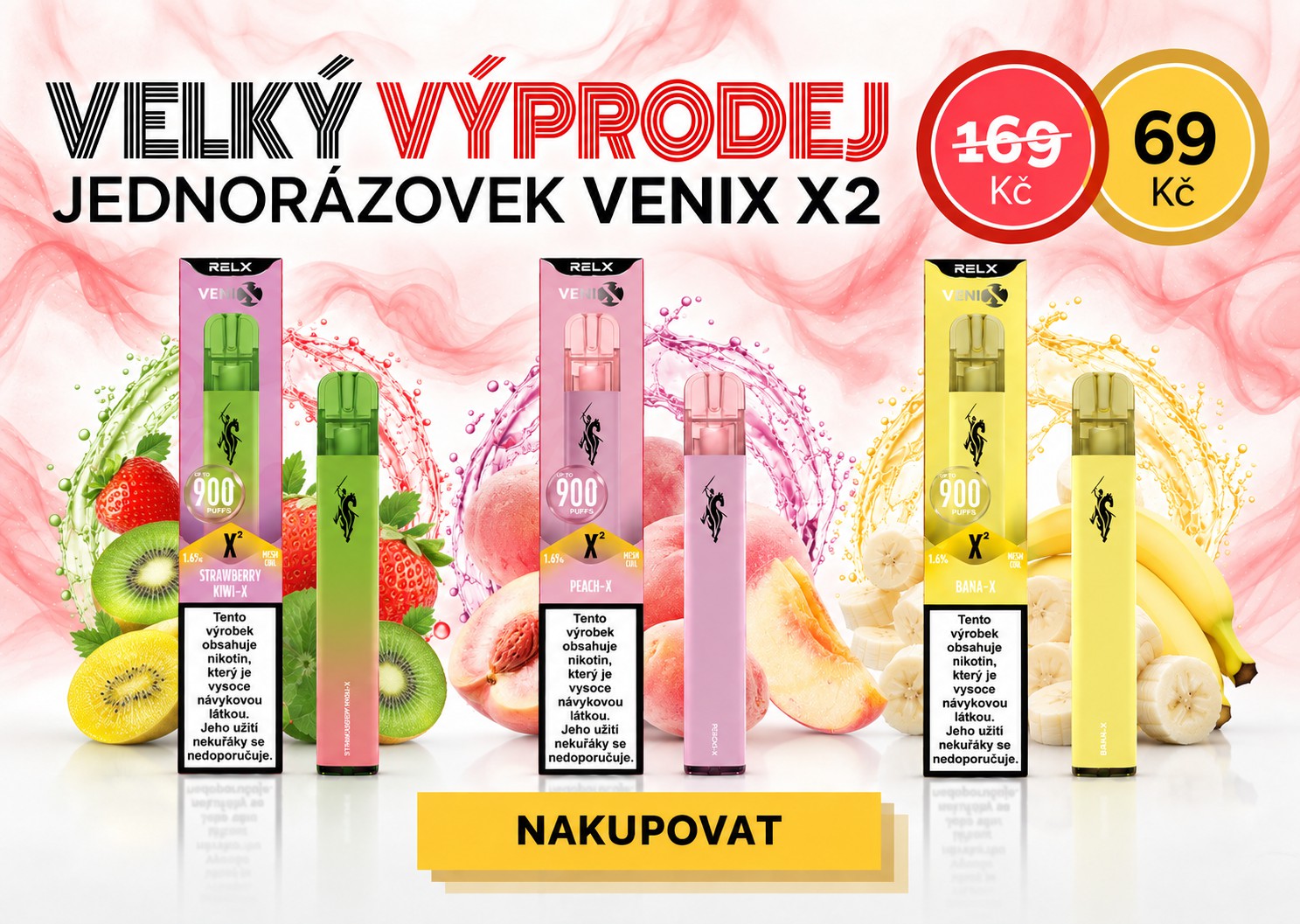 Velký výprodej jednorázovek Venix X2 – 69 Kč místo 169 Kč