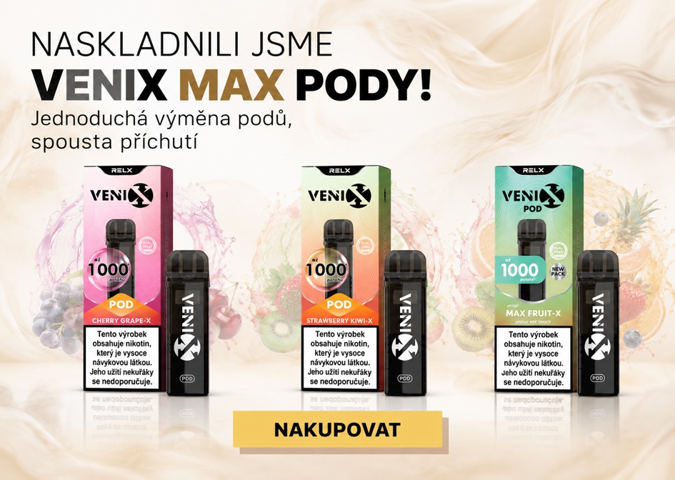 Naskladnili jsme Venix MAX pody – jednoduchá výměna podů, spousta příchutí