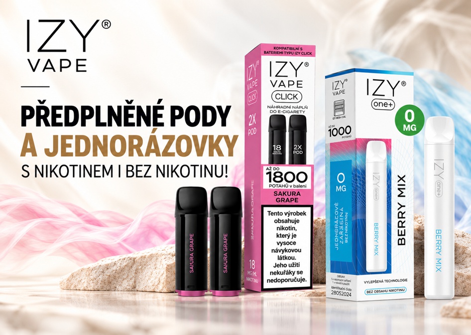 IZY Vape – předplněné pody a jednorázovky s nikotinem i bez nikotinu